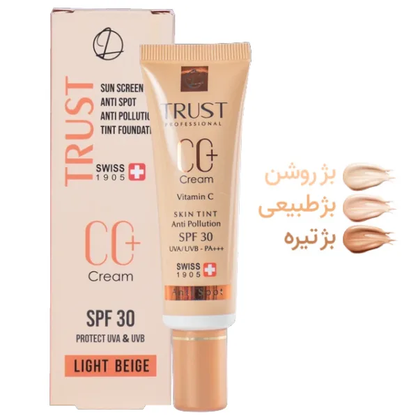 سی سی کرم پلاس تراست | SPF30 | UVA | UVB | آربوتین | تراست | روتین روشن کننده و ضد لک | روشن کننده | سی سی کرم | سی سی کرم پلاس | ضد آفتاب | ضد آفتاب رنگی | ضد لک | کرم پودر | ملانین | نیاسینامید | ویتامین سی | کرم پودر |