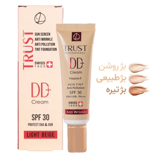 دی دی کرم پلاس تراست | SPF30 | UVA | UVB | الاستین | تراست | جوانسازی | چین و چروک | دی دی کرم | دی دی کرم پلاس | ضد آفتاب | ضد آفتاب رنگی | ضد پیری | ضد چروک | فاقد چربی | کرم پودر | کلاژن | هیالورونیک