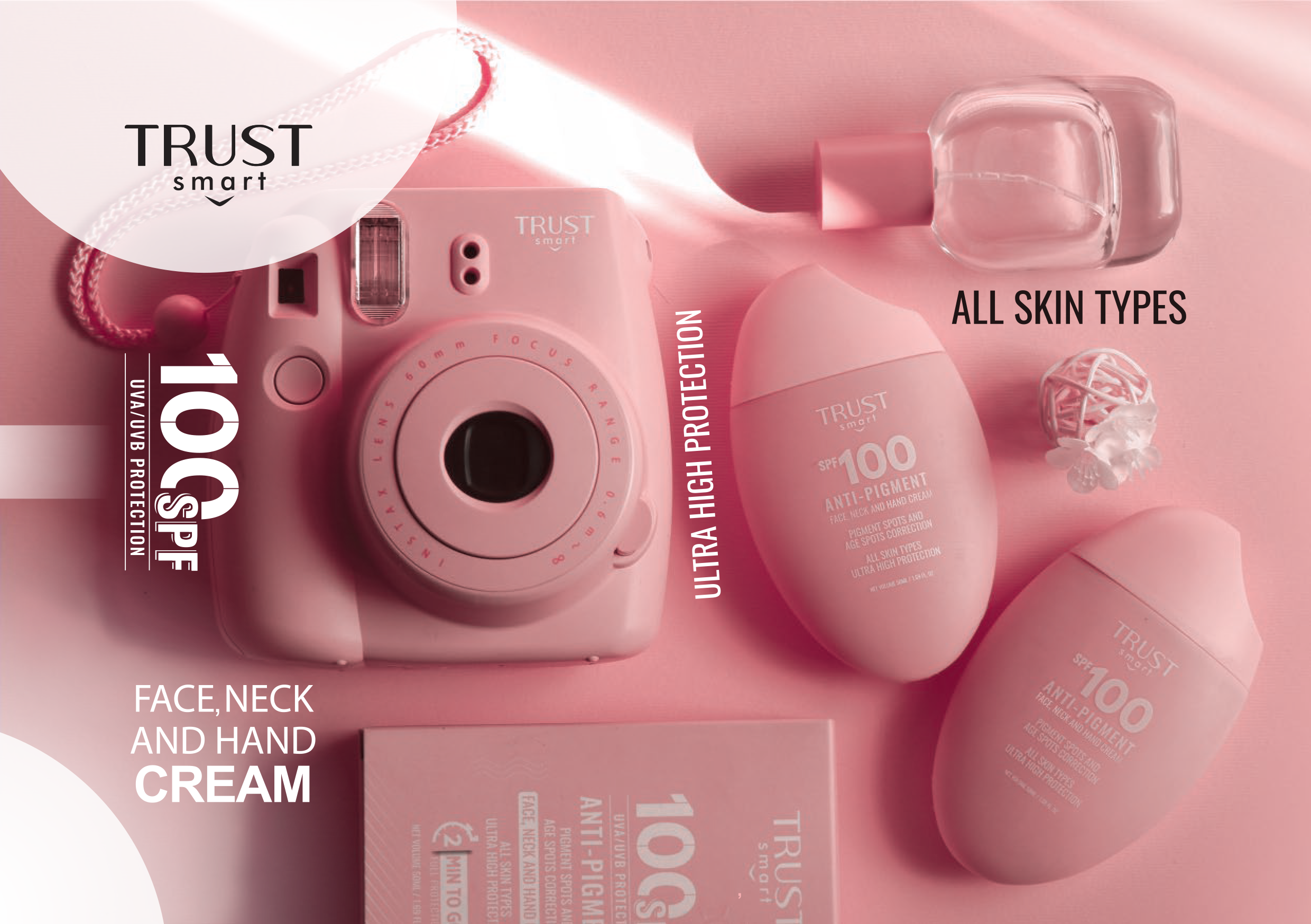 کرم ضد آفتاب SPF100 تراست اسمارت آنتی پیگمنت با محافظت بالا، مناسب انواع پوست، ضد لک قوی و جوانکننده