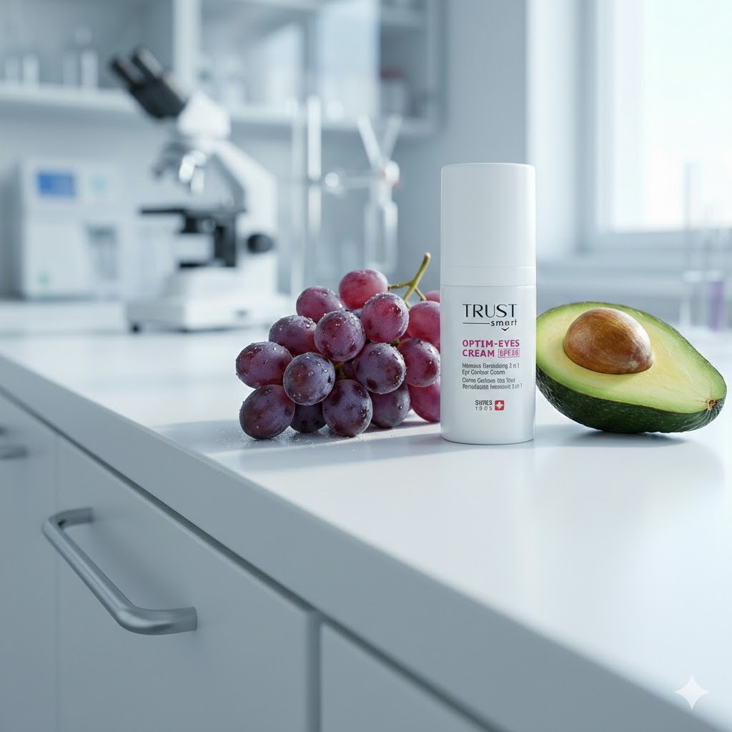 مواد موثره رفع تیرگی دور چشم | مشاوره ایگان روتین پوست | گوبیوتی gobeauty رفع تیرگی دور چشم, پف زیر چشم, کرم دور چشم تراست, سلول بنیادی دانه انگور, کافئین, میتوکینیل, ضدآفتاب دور چشم